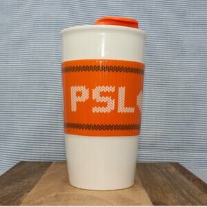 Starbucks TEAM PSL Pumpkin Spice Latte Double Wall Ceramic Traveler Lid  10oz